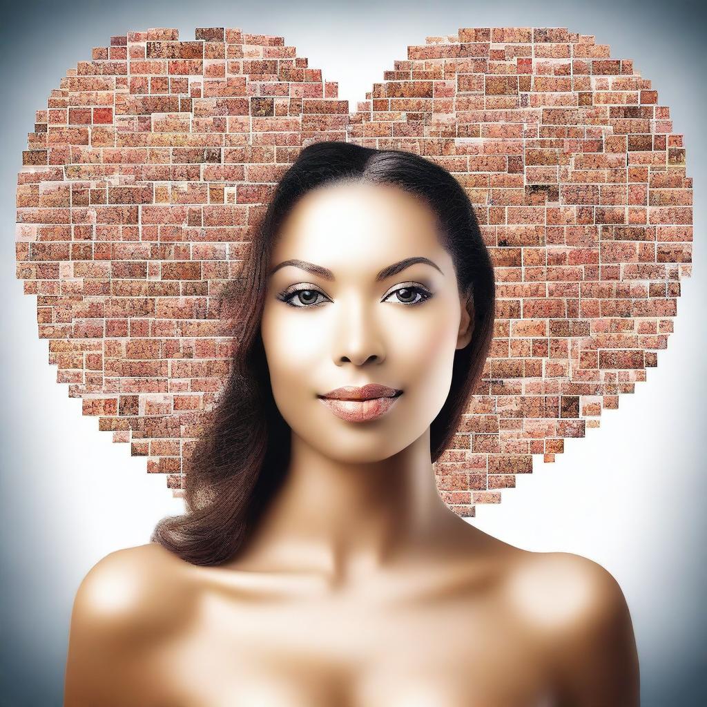 Create an image of a woman composed of various hearted pictures