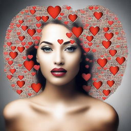 Create an image of a woman composed of various hearted pictures