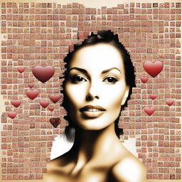 Create an image of a woman composed of various hearted pictures