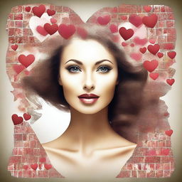 Create an image of a woman composed of various hearted pictures