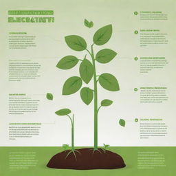 An infographic depicting the process of generating electricity using plants. It should feature a plant using photosynthesis, a device capturing plant's energy, and the conversion into electricity, with clear steps or annotations to explain the process.