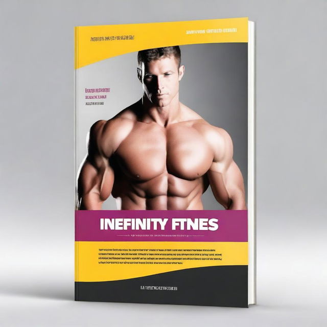 Create an ebook cover that says 'Infinity Fitness, Gym and Diet' along with the note 'A comprehensive guide to diet and training for beginners and intermediate levels'