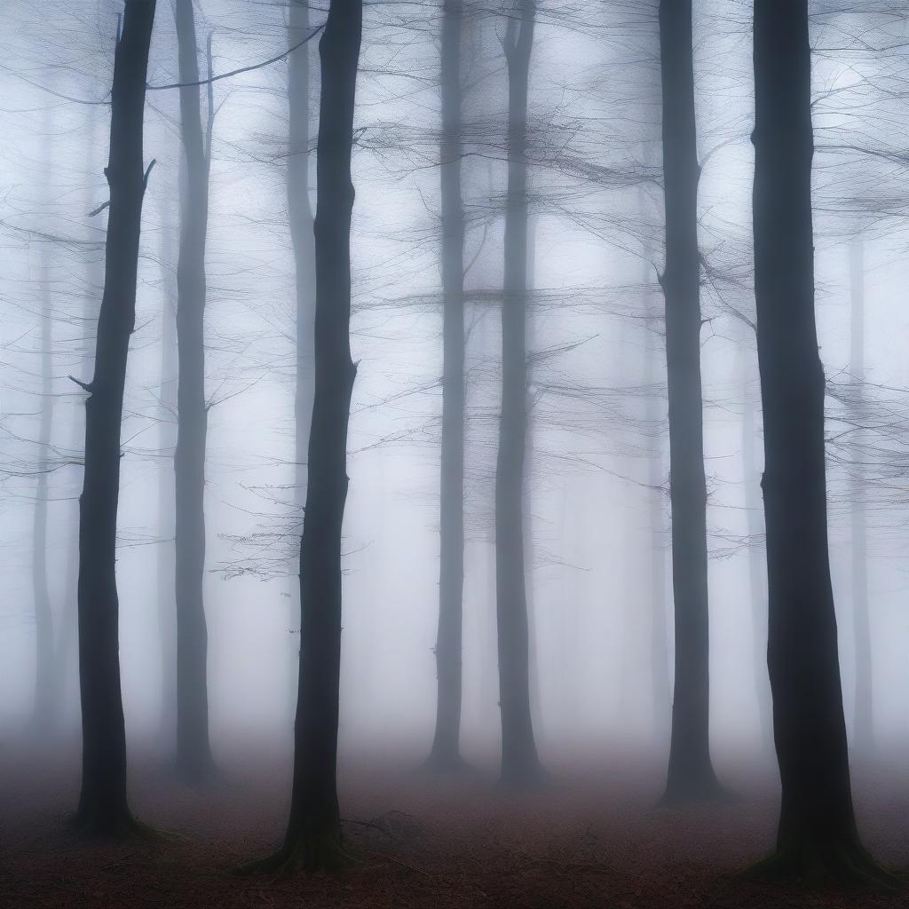 A dark mist enveloping the Black Forest, creating an eerie and mysterious atmosphere