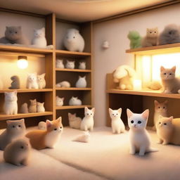 A basement filled with cute little animals