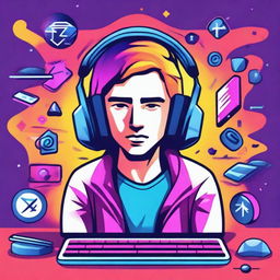 Create an image that combines elements of esports and psychology