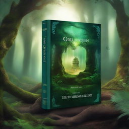 Create a captivating book cover featuring a mystical forest with glowing plants and a hidden ancient temple