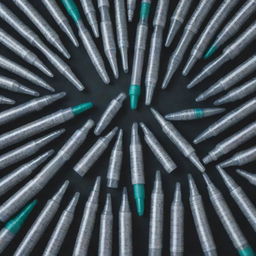 An array of medical syringes arranged in a visually striking manner.