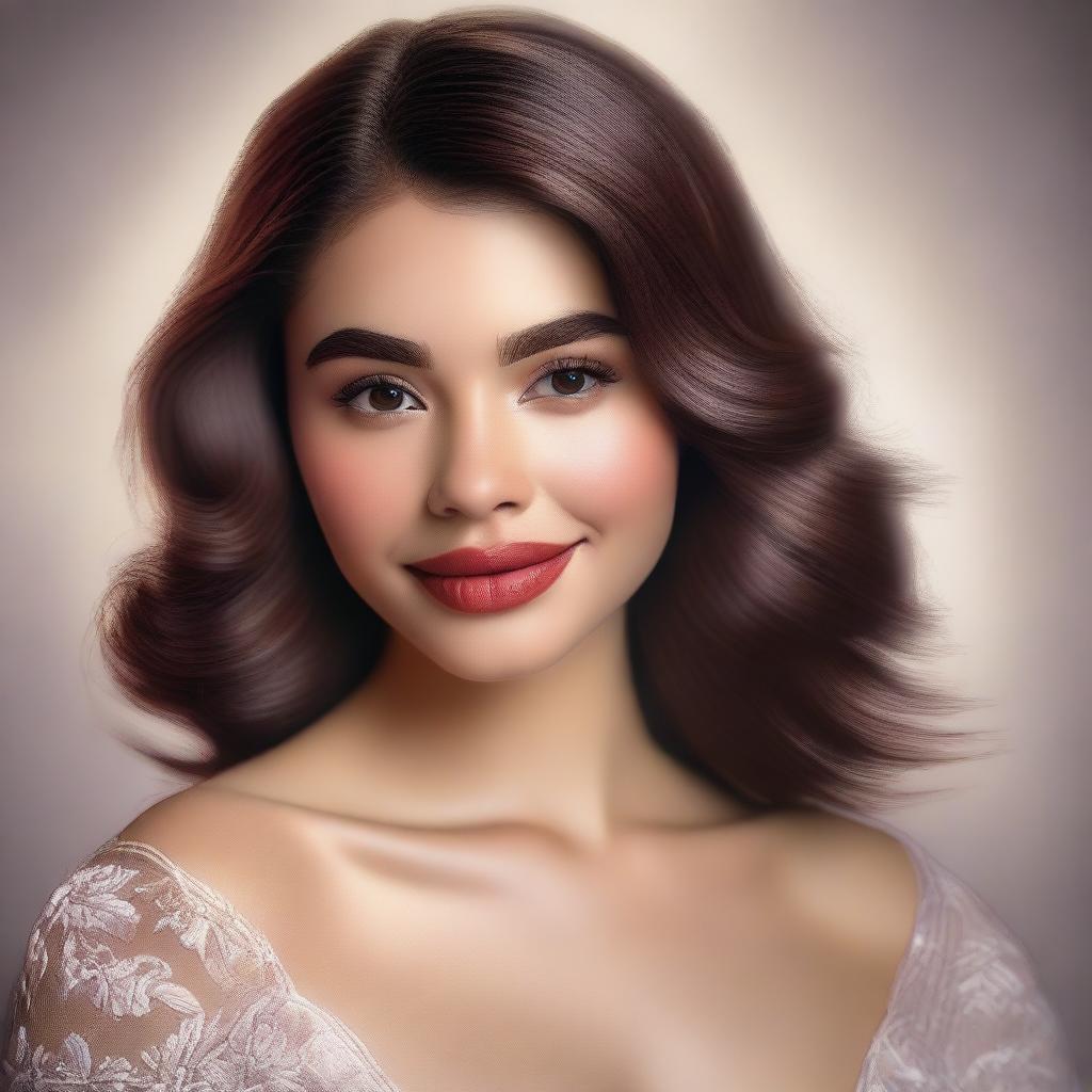 A detailed and realistic portrait of Ariel Tatum, showcasing her natural beauty and elegance