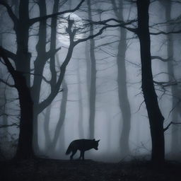 A dark and eerie forest scene filled with grim wildlife