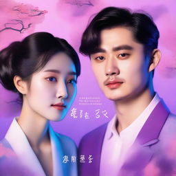 A romance book cover featuring the split face of a Korean man and a Korean woman in the modern era, with each half of their faces merging together