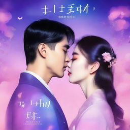 A romance book cover featuring the split face of a Korean man and a Korean woman in the modern era, with each half of their faces merging together