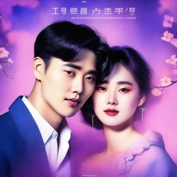 A romance book cover featuring the split face of a Korean man and a Korean woman in the modern era, with each half of their faces merging together