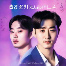 A romance book cover featuring the split face of a Korean man and a Korean woman in the modern era, with each half of their faces merging together