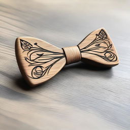 A beautifully crafted wooden bow carved with a minimalistic forestial motif