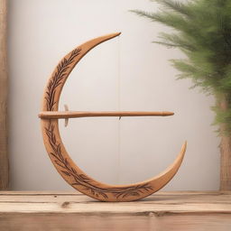 A beautifully crafted arc-à-flèche, carved with a minimalistic forestial motif