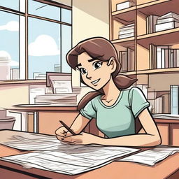 Create a comic-style illustration of a girl pursuing her dreams