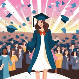 Create a comic-style illustration of a girl graduating