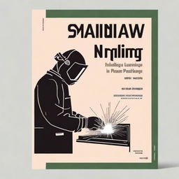 Create a book cover for a welding technique module, specifically for SMAW (Shielded Metal Arc Welding) for Grade XI, Phase F, at SMK Manggala Tama Binangun, Academic Year