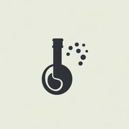 Create a minimalistic logo that combines a music instrument and a conical flask