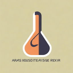 Create a minimalistic logo that combines a music instrument and a conical flask