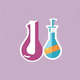 Design an illustrative logo that combines a music instrument and a conical flask