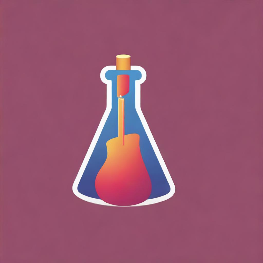 Create an illustrative two-colored logo that combines a music instrument with a conical flask