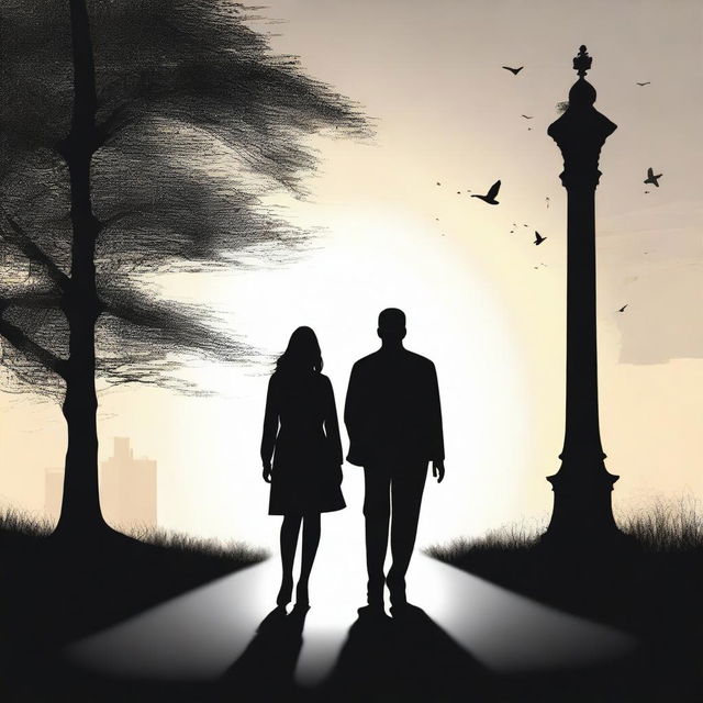 Silhouettes of a man and woman