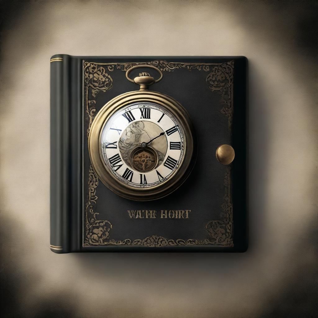 Create a horror-themed book cover prominently featuring an antique pocket watch