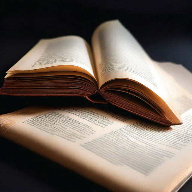 A closeup image of a book on a black background