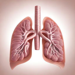 A detailed and anatomically accurate illustration of the human respiratory system, showcasing the lungs, trachea, bronchi, and diaphragm