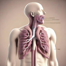 A detailed and anatomically accurate illustration of the human respiratory system, showcasing the lungs, trachea, bronchi, and diaphragm