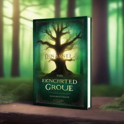 Create a captivating book cover with a mystical forest in the background, featuring an ancient, glowing tree at the center