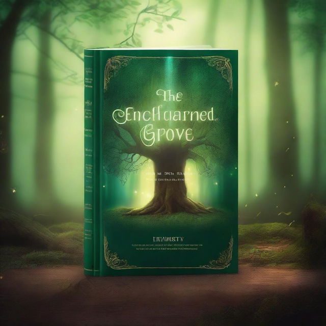 Create a captivating book cover with a mystical forest in the background, featuring an ancient, glowing tree at the center