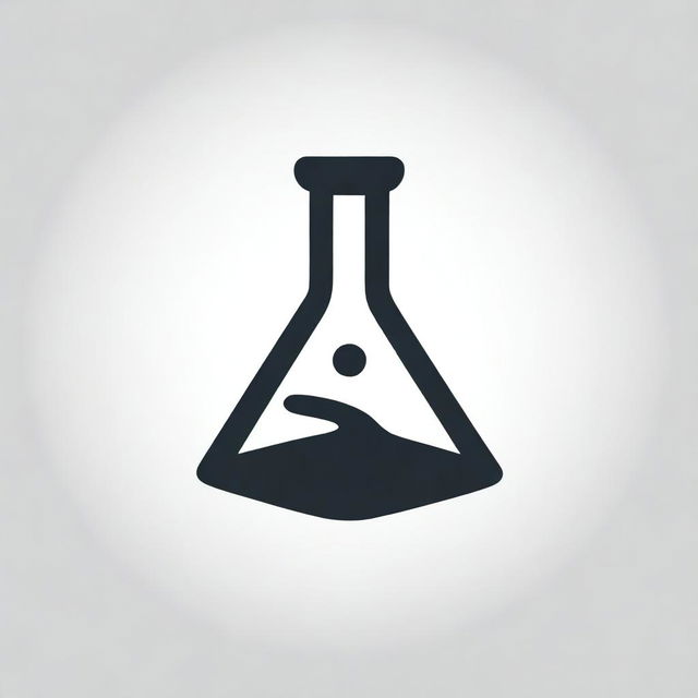 Create a minimal stroke logo that combines a music instrument and a conical flask