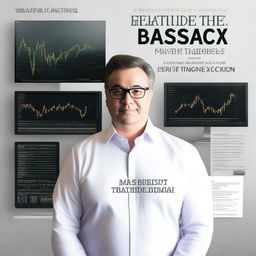 A captivating book cover featuring a confident individual standing in front of multiple computer screens displaying forex trading charts and graphs