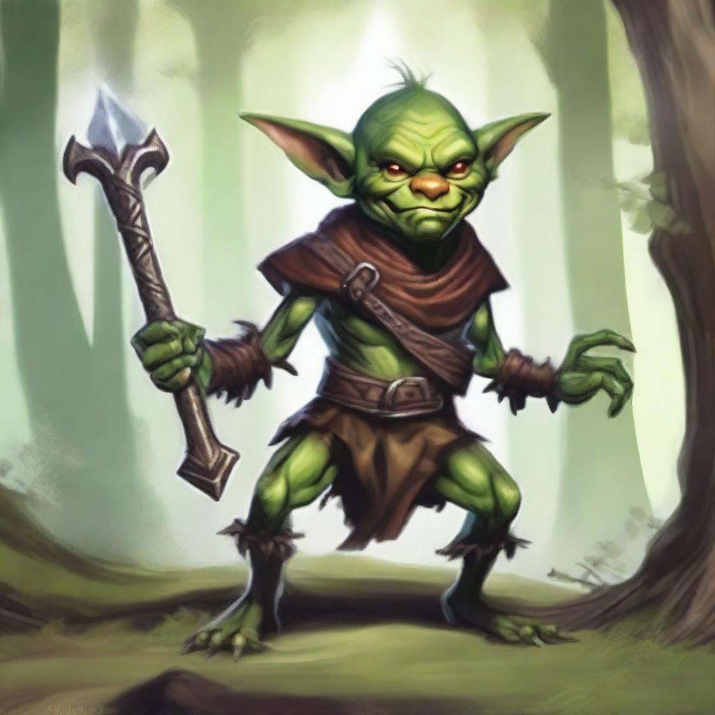 Un goblin bardo para Dungeons and Dragons 5E en un estilo fantástico