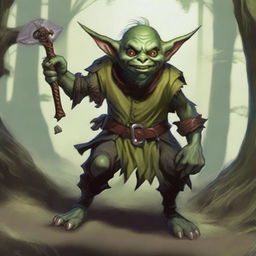 Un goblin bardo para Dungeons and Dragons 5E en un estilo fantástico