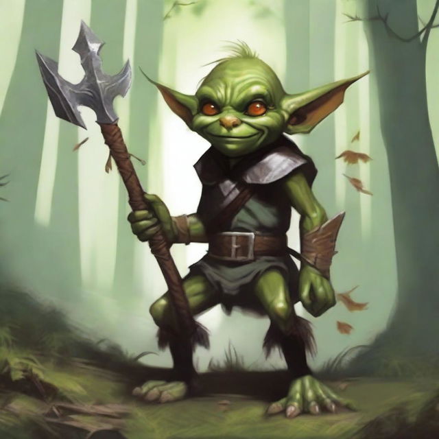 Un goblin bardo para Dungeons and Dragons 5E en un estilo fantástico