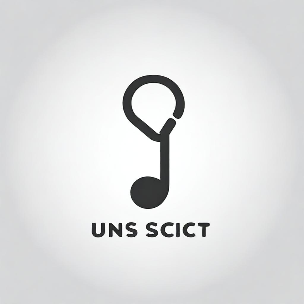 Create a minimalistic logo that combines a music note with a lab symbol