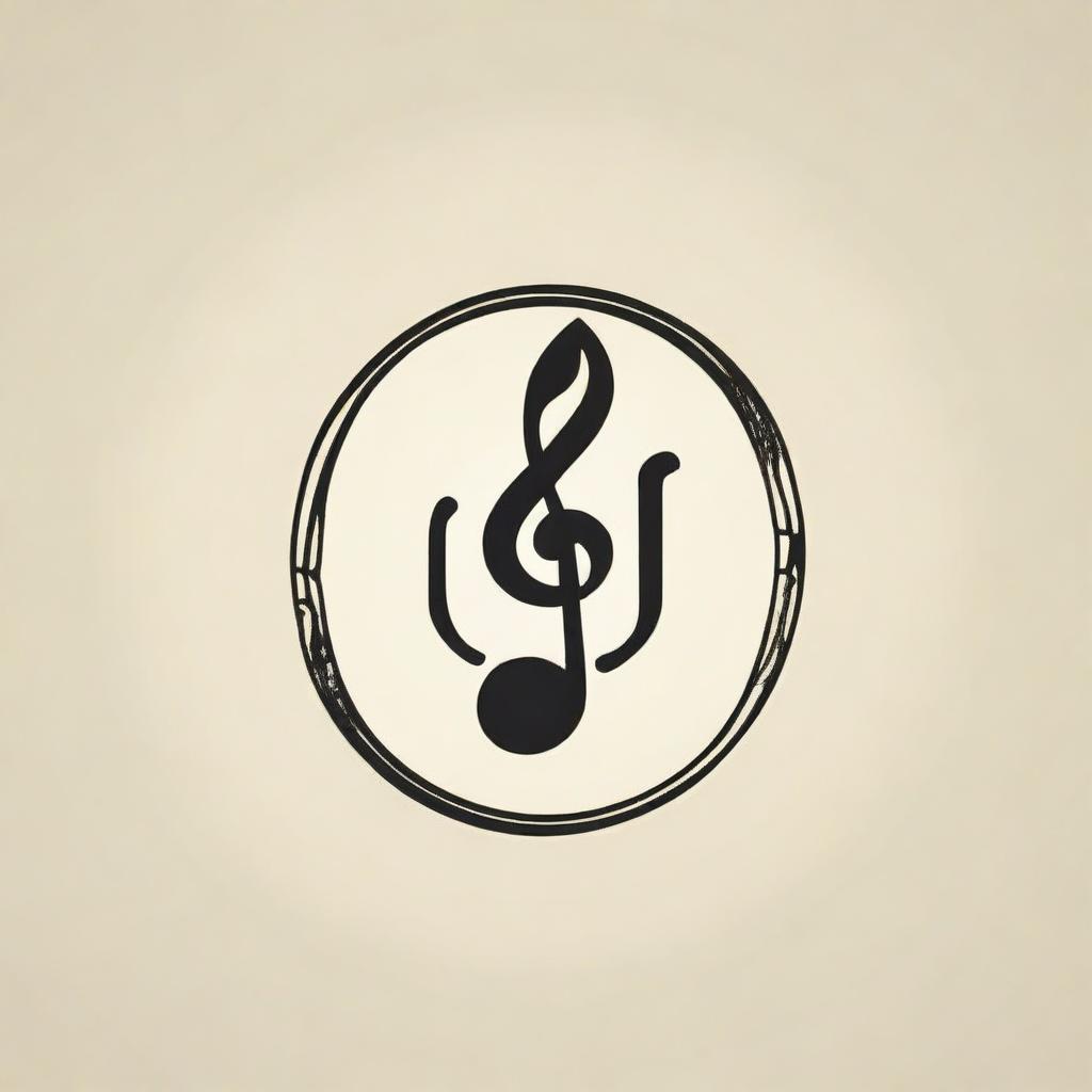 Design a vintage logo that combines a music note and a lab symbol