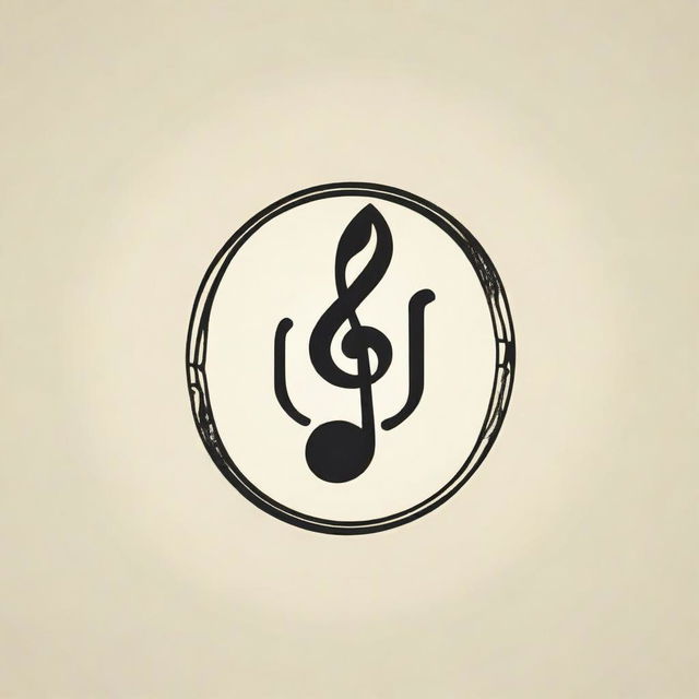 Design a vintage logo that combines a music note and a lab symbol