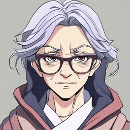 A detailed portrait of an anime-style older woman in her 50s