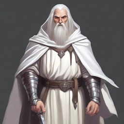 A character portrait of a lawful evil war priest cleric at level 1