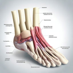 A detailed and realistic illustration of a human foot, showing the anatomy and structure clearly