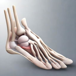 A detailed and realistic illustration of a human foot, showing the anatomy and structure clearly