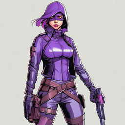 A young woman is depicted as a 'hitgirl', exuding confidence and allure