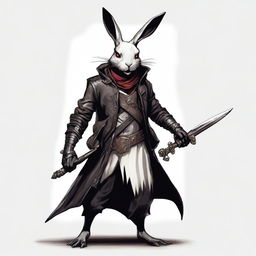 A skinny male humanoid rabbit with dark grey skin and red eyes stands against a plain white background