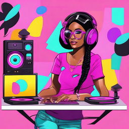 Create a vibrant and eye-catching YouTube thumbnail for a funky house set featuring DJ Maria Mojeiko