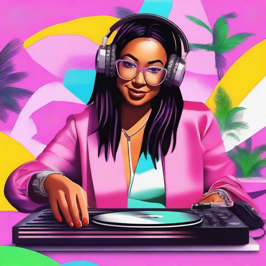 Create a vibrant and eye-catching YouTube thumbnail for a funky house set featuring DJ Maria Mojeiko