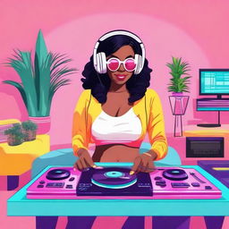 Create a vibrant and eye-catching YouTube thumbnail for a funky house set featuring DJ Maria Mojeiko